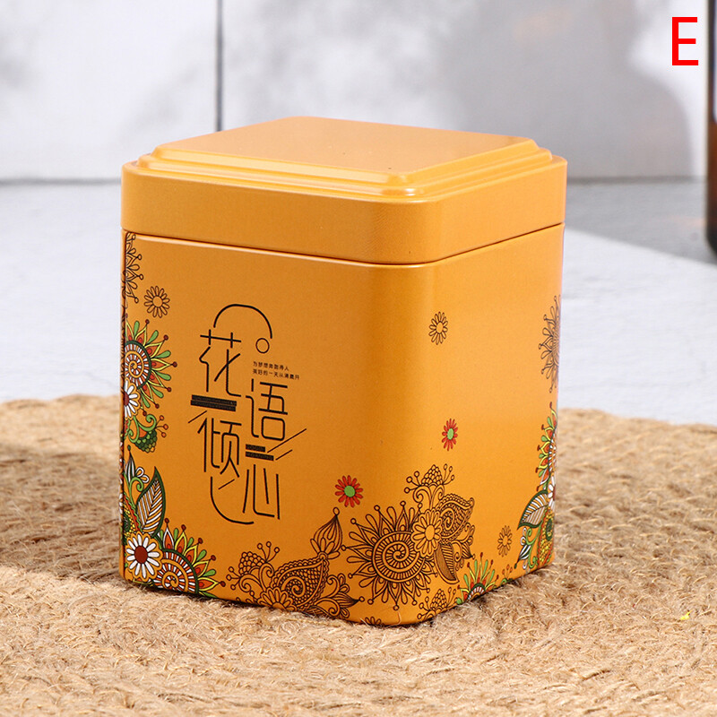 Moito Tea Sealed Box Kitchen Storage Container Jar Tin Square Can Candy Iron Vintage