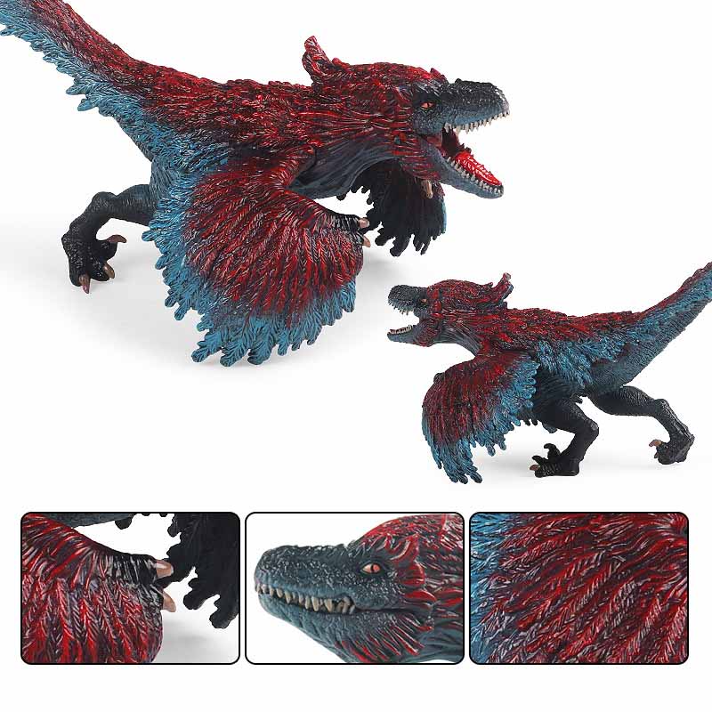 Fire Raptor Model Simulation Wild Animal Plastic Solid Jurassic Movie with Children's Science and Education Toys for Boys Toys for Girls