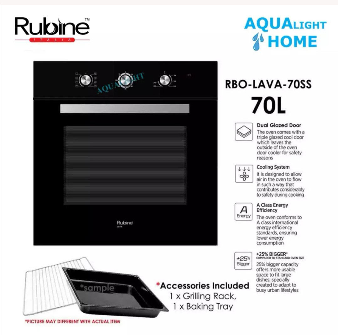 Rubine RBO LAVA 70SS (70 LITRES) Builtin Oven 8Function with