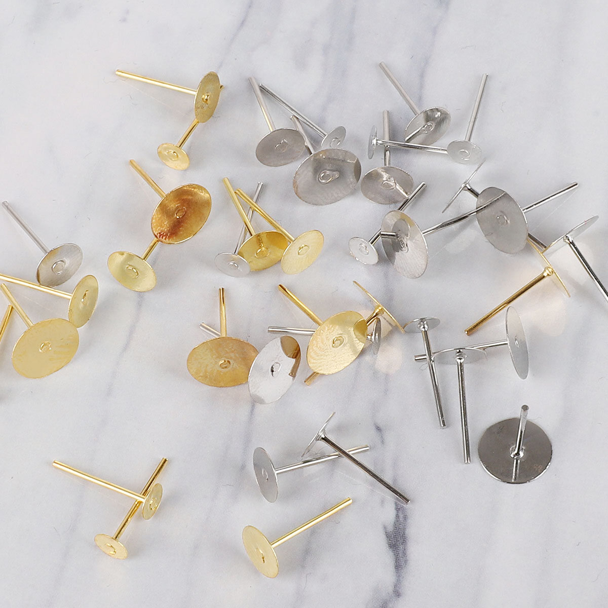 100 Cái/túi 4/6/8Mm Bông Tai Cài Đặt Trống Vòng Cơ Sở Cabochon Stud Tai Phẳng Cơ Sở Bài Viết Tinh Khiết Cắm Hoa Tai