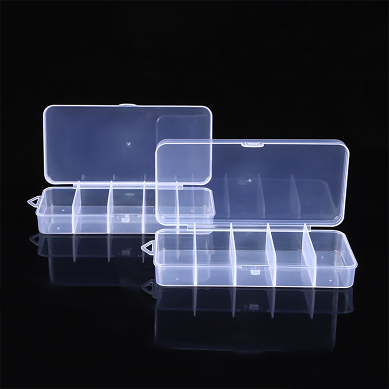 hebeanna Portable Transparent Plastic Storage Jewelry Box Compartment Container Rectangle Five Grid Box For Beads Earring Accessories