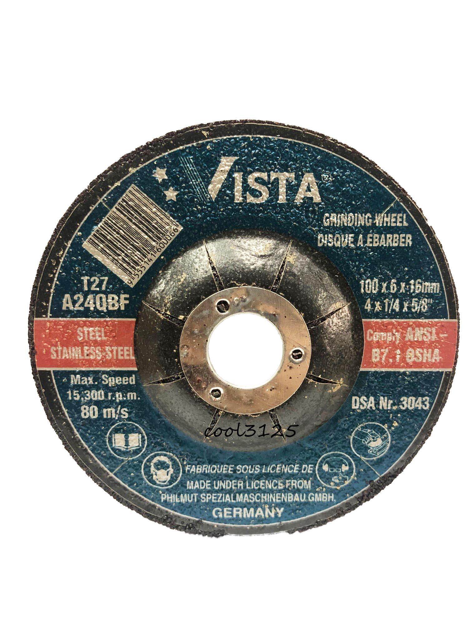 4" (100MM) Grinding Disc VISTA 4" X 6MM X 16MM Grinding Wheel Disc