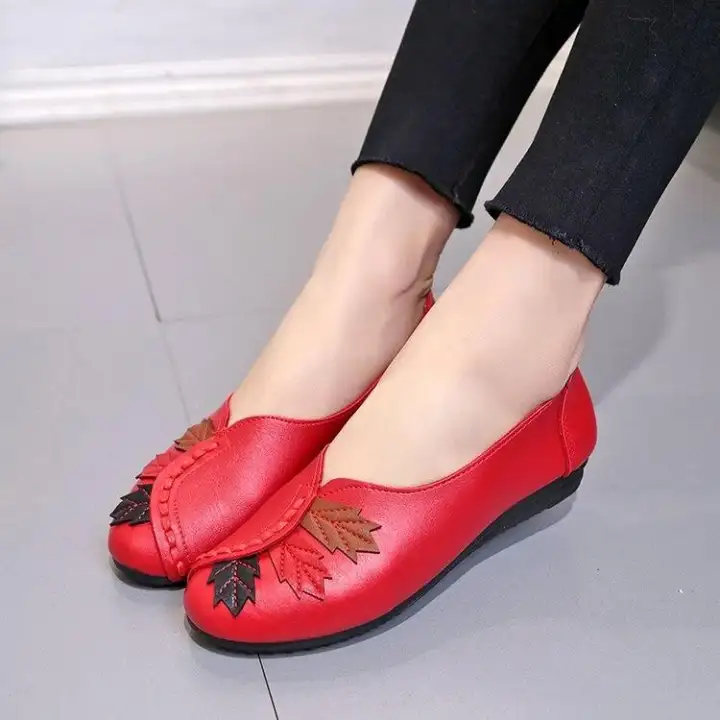 ladies red loafers