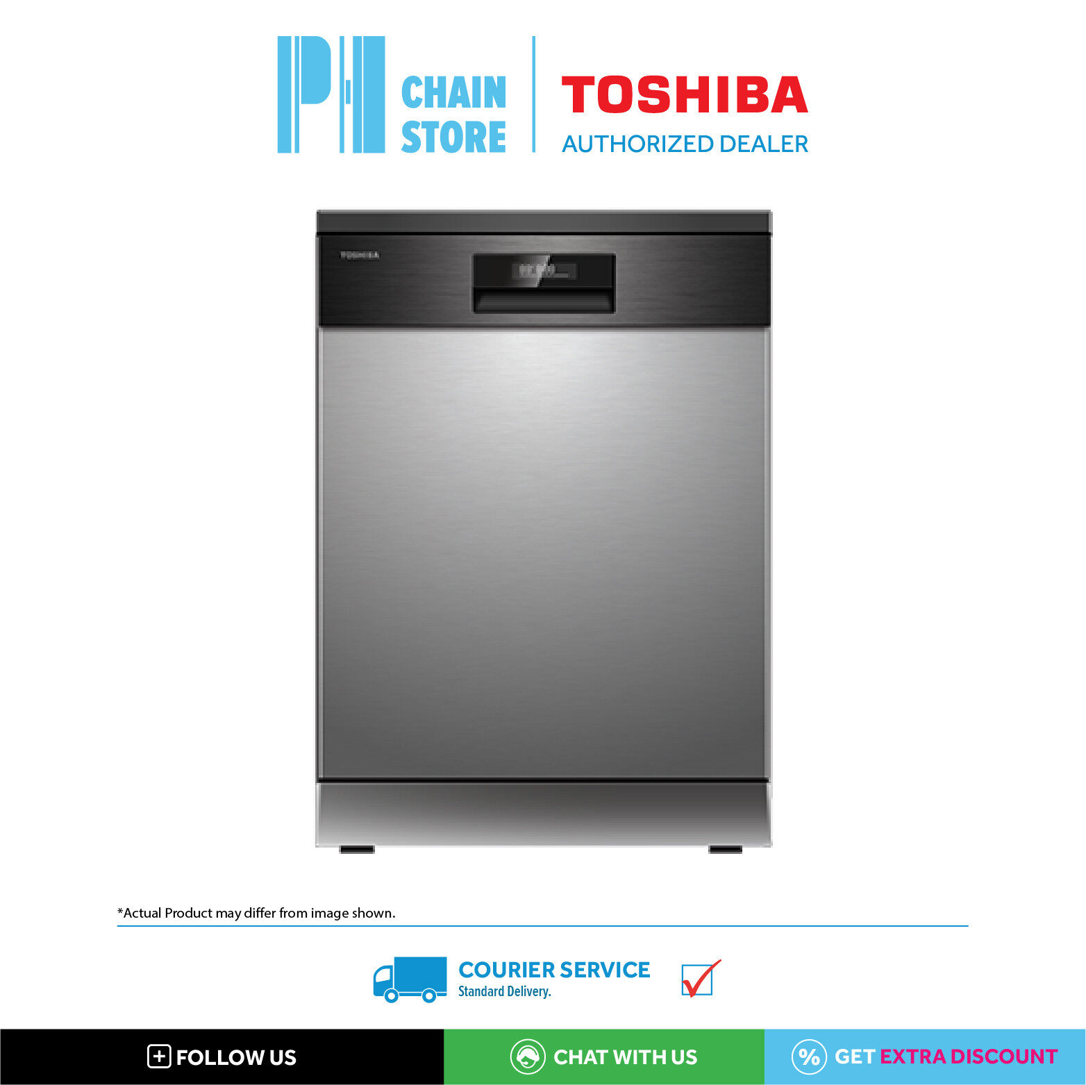 (COURIER SERVICE) TOSHIBA DW14F2(S)MY FREE STANDING DISHWASHER WITH