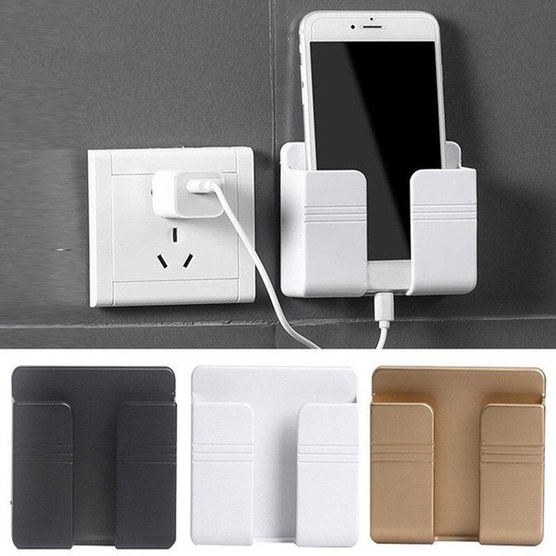 Wall Mounted Organizer Storage Box Remote Control Mounted Mobile Phone Plug Wall Holder Charging Multifunction Holder Stand