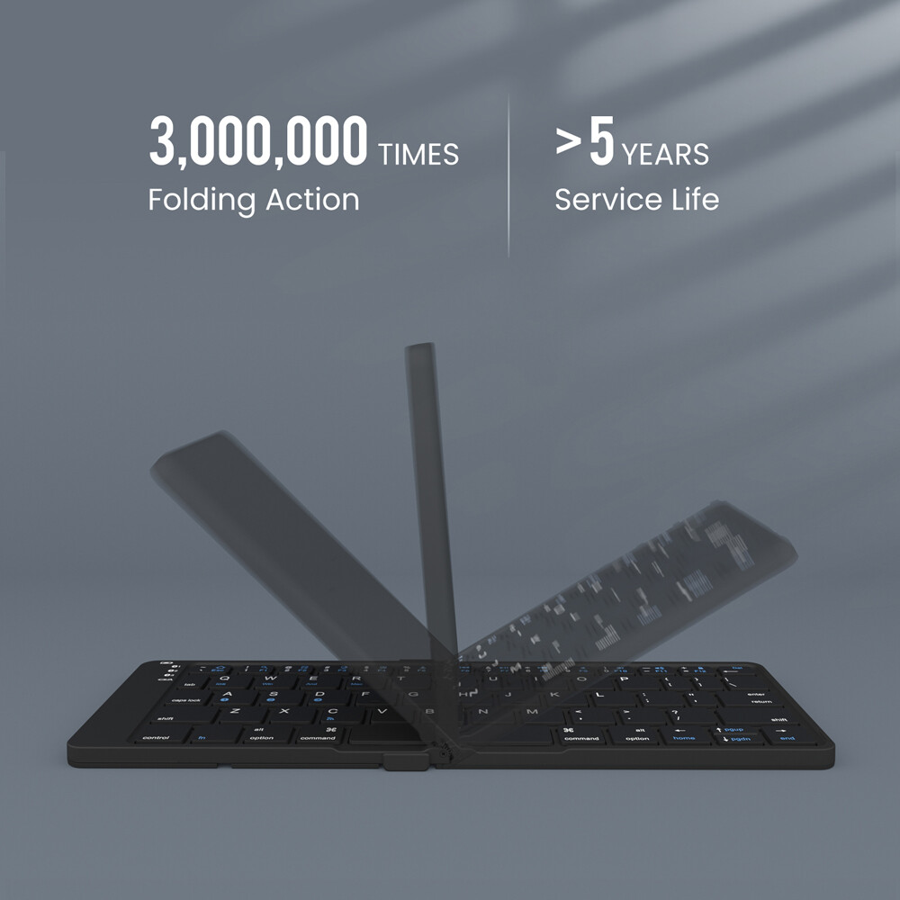 JOMAA Foldable Bluetooth Keyboard 3.0 Ultra Slim Folding Mini Rechargeable Keyboard for iPad Android Mac OS Laptop Tablet