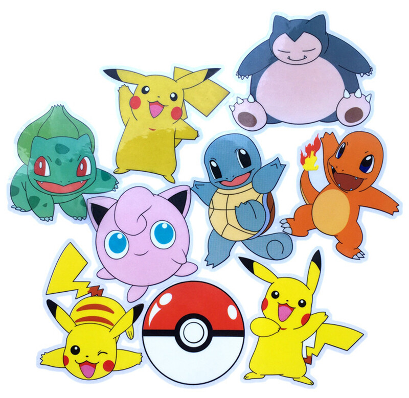 9pcs New Anime Kids Cartoon Pokémon Stickers Cute Pikachu Kids Stickers Birthday Holiday Gift Stickers