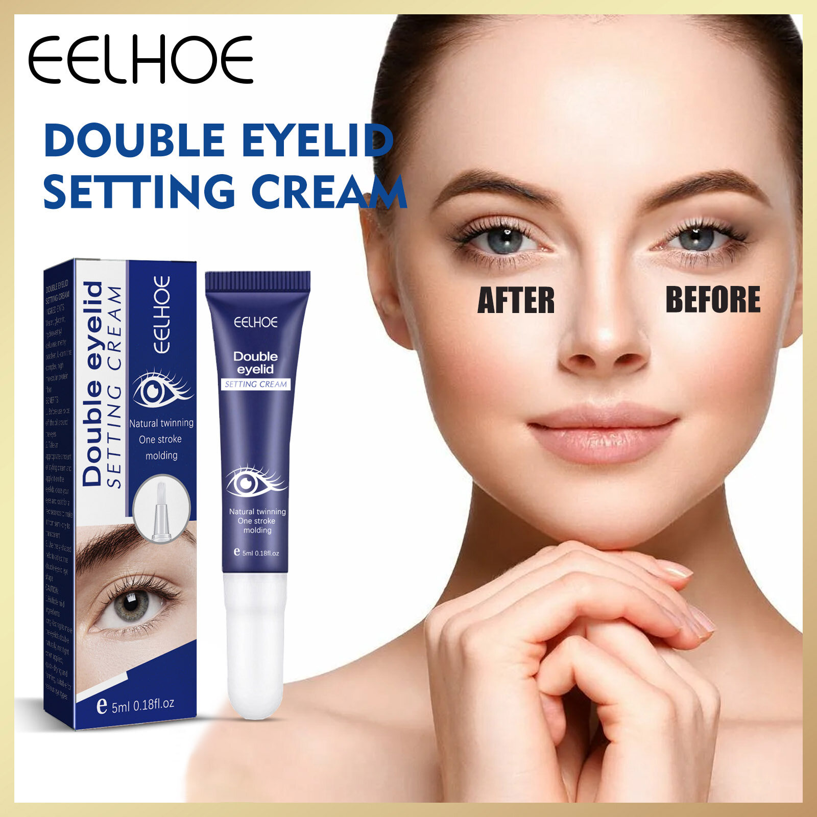 Eelhoe mắt hai mí nâng thiết lập kem lâu dài không thấm nước tự nhiên traceless vô hình mí mắt Kem định hình ma thuật hai lớp siêu co dãn gấp Lift nhanh chóng làm khô lớn trang điểm mắt rủ mí mắt Kem Shaping dụng cụ trang điểm (5ml)