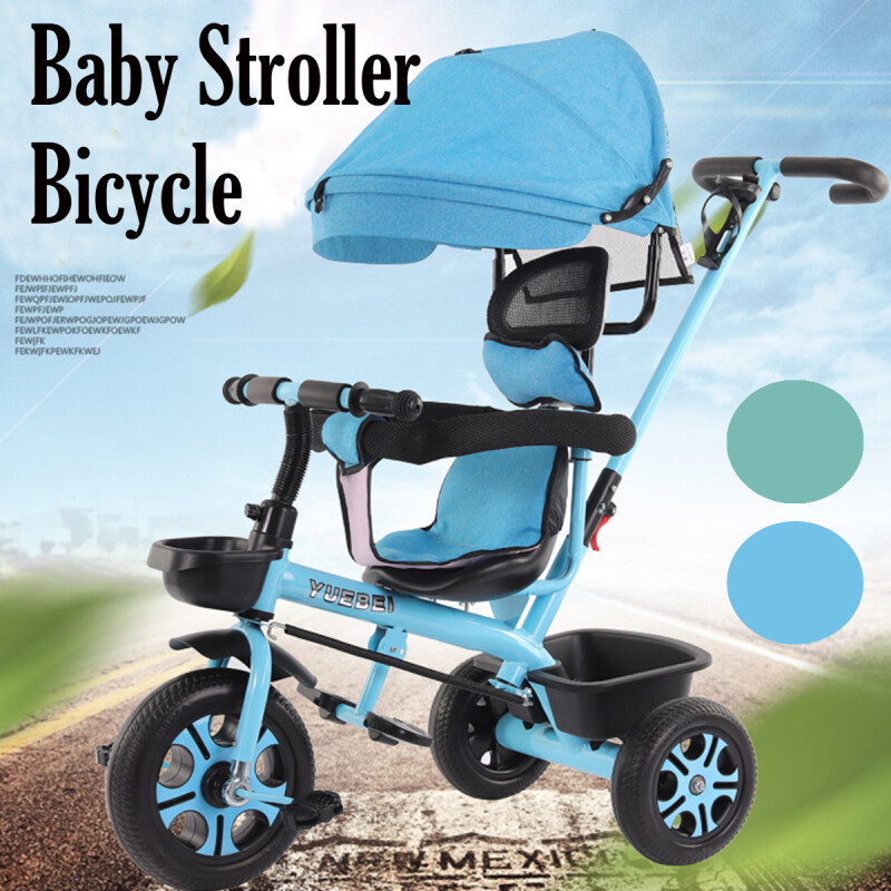 Blue Baby Stroller Bicycle Foldable 4-in-1 Tricycle for Baby Singapore
