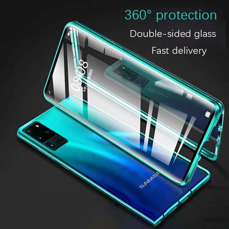 Metal Case For Samsung Galaxy S20 Ultra S10 S9 S8 Plus Double-Side Glass Case For A51 A71 A50 A70 Note 20 10 8 9 Pro