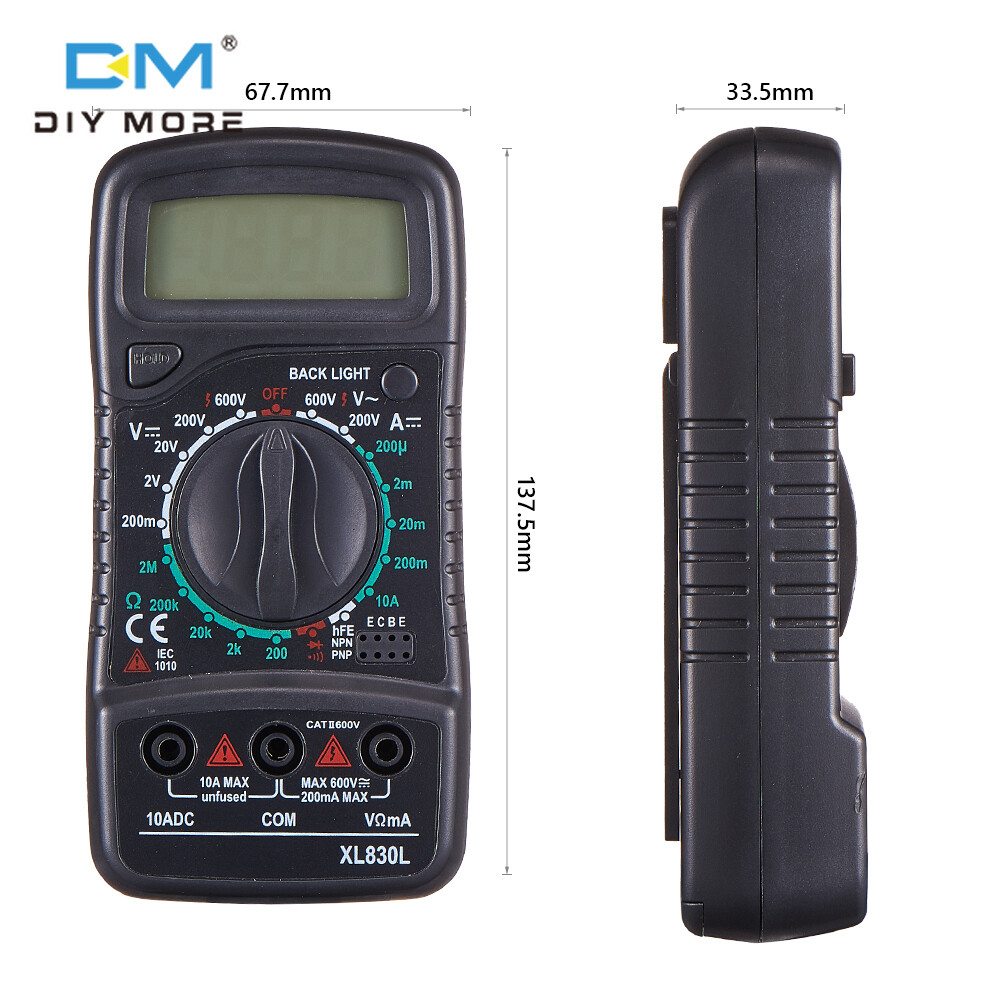 diymore Multimeter Digital XL830L Automotive Electrical Dmm Transistor Peak Capacitance Ammeter Tester Multifunction Esr Meter