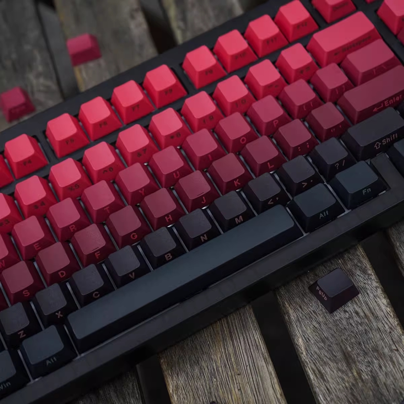【Keycap Only】nắp phím chạm khắc đỏ đen cạnh Gradient nắp phím thăng hoa PBT hồ sơ anh đào 136 phím cho công tắc Cherry MX Bàn Phím Cơ keychron/RK61/gk61/Anne Pro 2