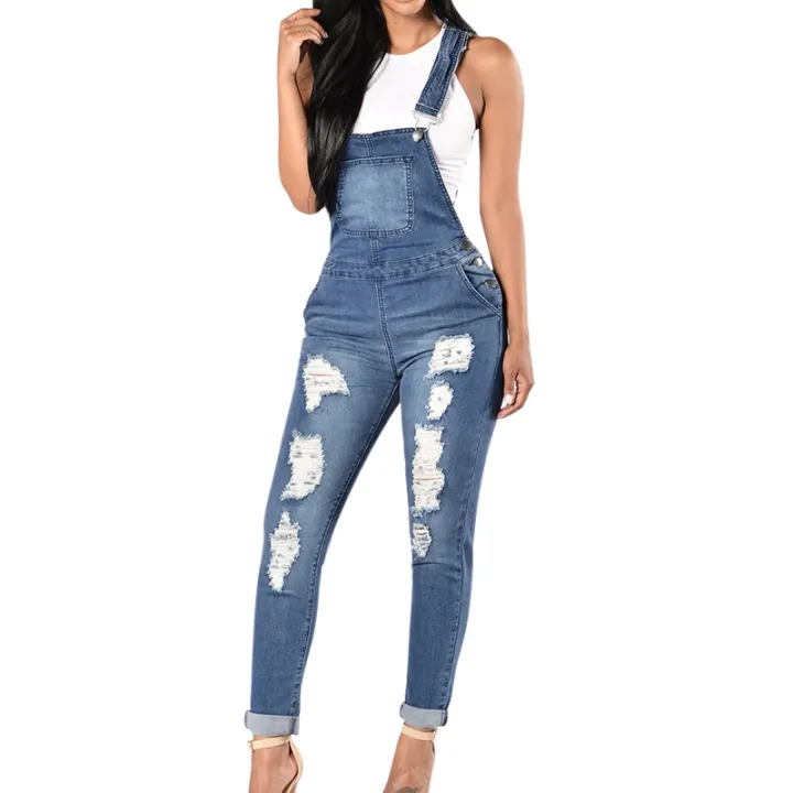 sleeveless denim jumpsuit