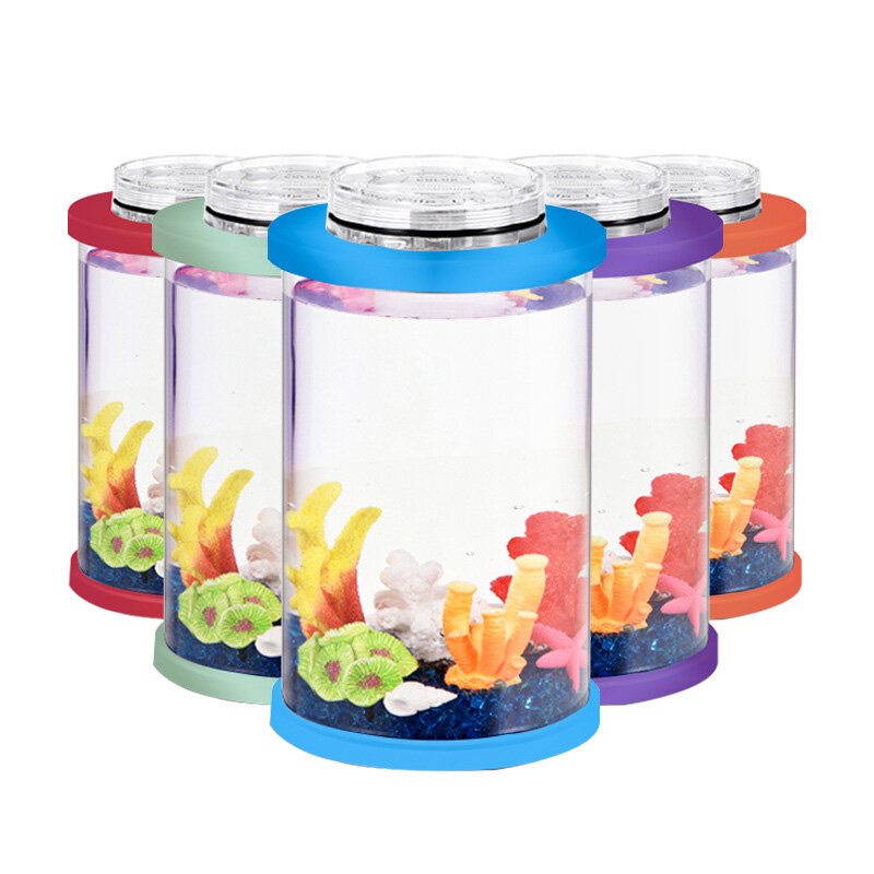 [Lovinland] Aquarium Tanks Betta Fish Tank Mini Acrylic Fish Tank Desktop Micro-view Viewing Aquarium Fish Tank (8*13cm)