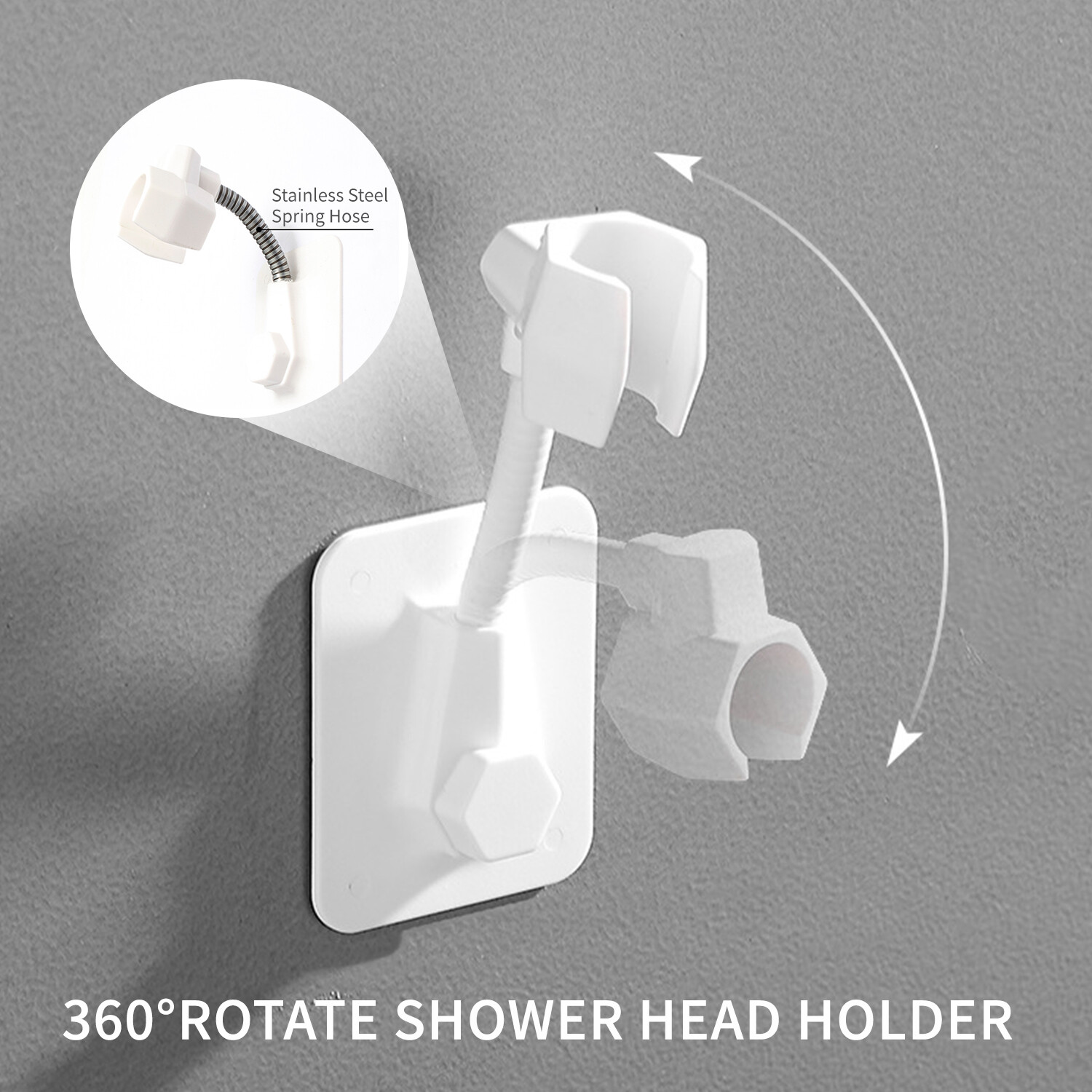 Giá Đỡ Vòi Hoa Sen Xoay 360 ° Giá Đỡ Vòi Hoa Sen Cầm Tay Gắn Tường Có Thể Điều Chỉnh Tự Dính Giá Đỡ Vòi Sen Inox Thay Thế Cho Bồn Tắm Phòng Tắm