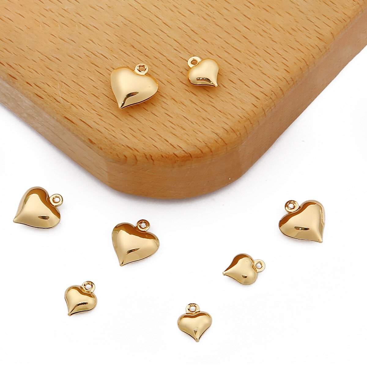 5Pcs Fat Peach Heart Pendants Beads 18K Gold Plated Copper Heart Charms For DIY Necklace Findings Crafts Jewelry Making