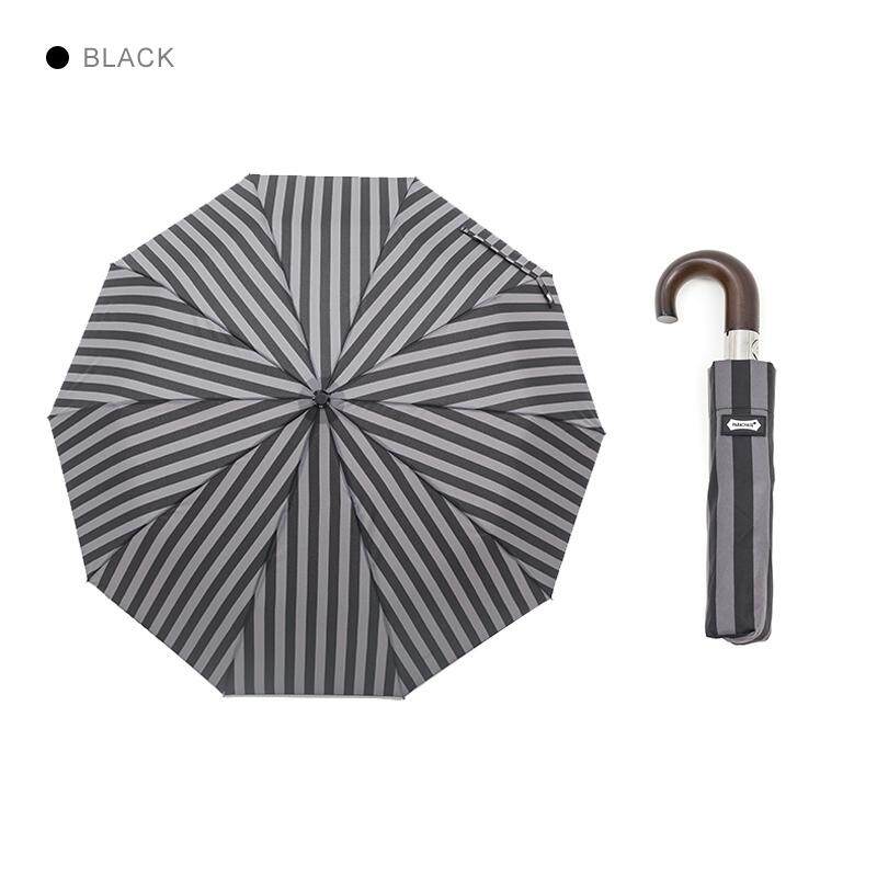 Black Ladies Automatic Umbrella Curved Handle Wind Resistant Fibreglass Ribs