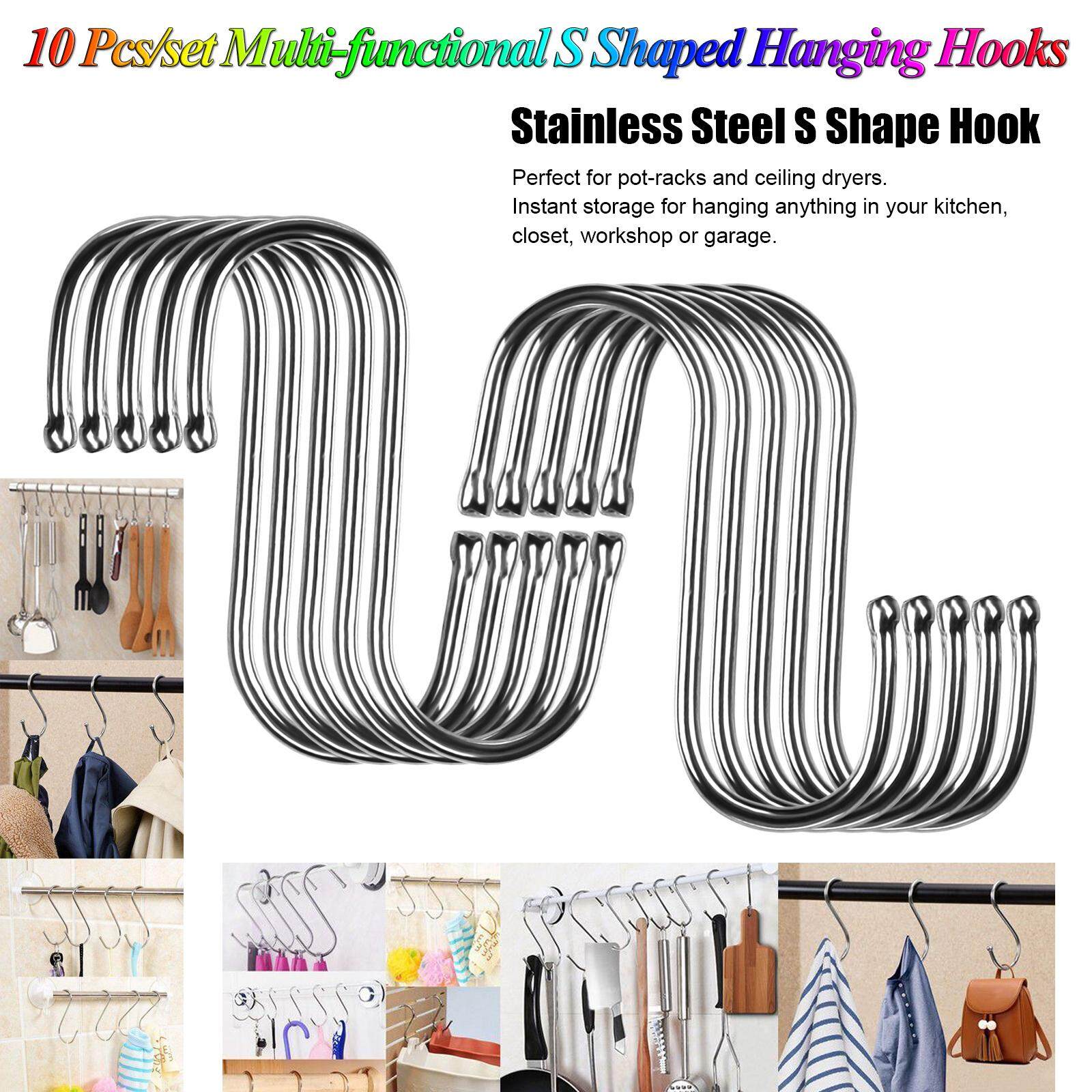 10pcs 5cm S Hooks Kitchen Pot Pan Hanging Hanger Rack Home Clothes Holder Stainless