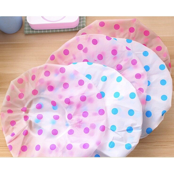 Mũ trùm tóc chống nước khi tắm chấm bi hoạ tiết chấm bi b028
