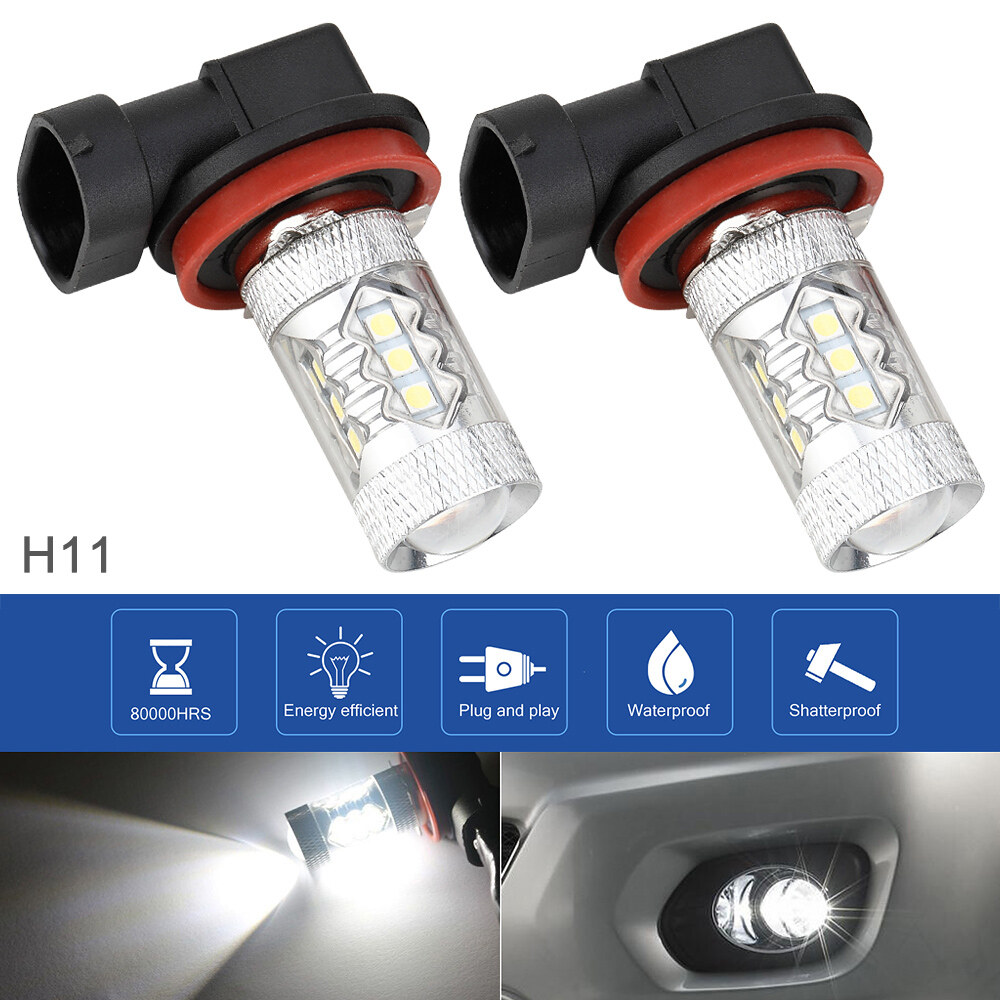 2 Chiếc Đèn LED Phá Sương Mù Xe Hơi Sáng Trắng H11 12V 100W 6000K-INTL
