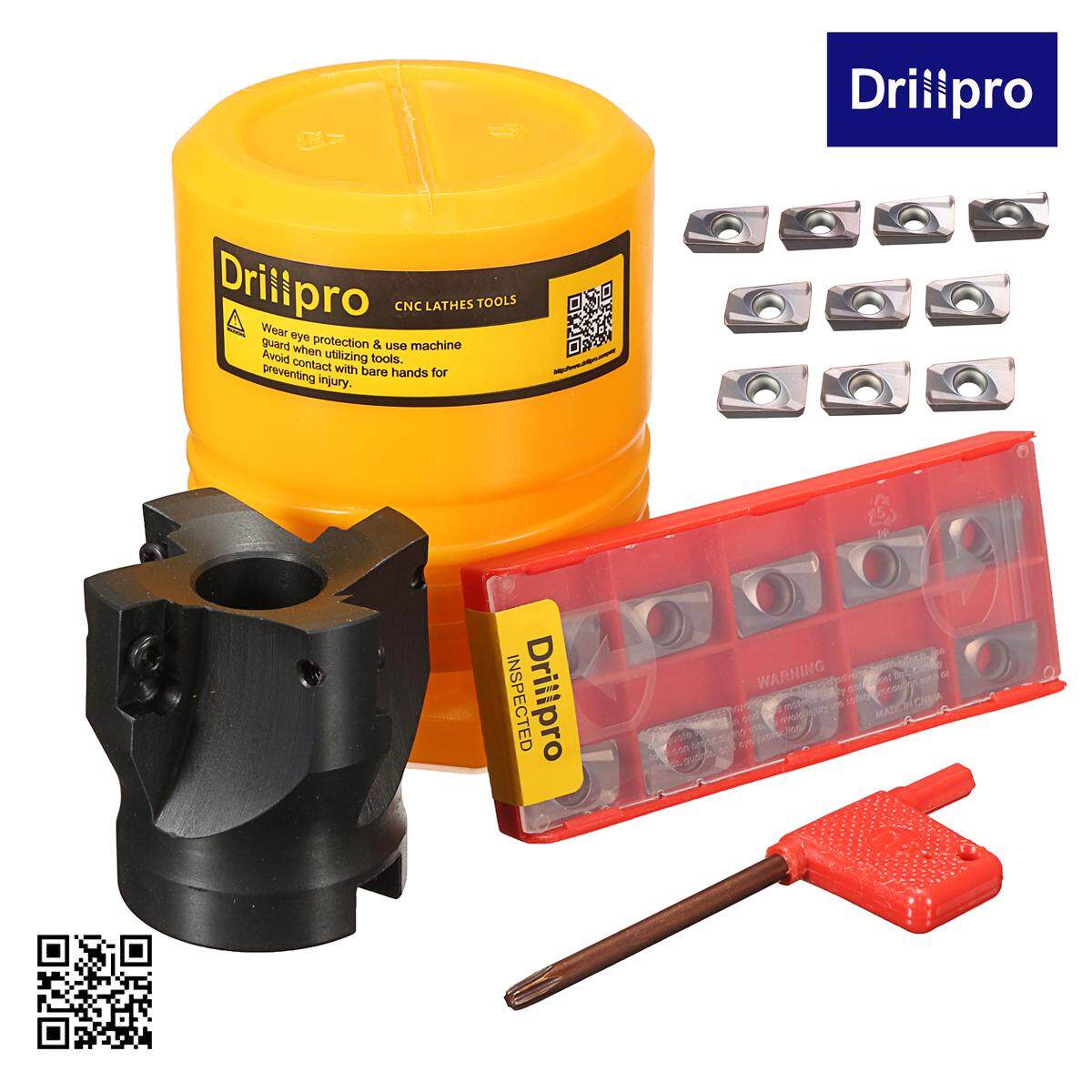 Drillpro 400R-50-22 4 Sáo 90 Độ Mặt Cấp Cối Xay Cắt với 10 chiếc APMT1604 Carbide Iinserts và Cờ Lê