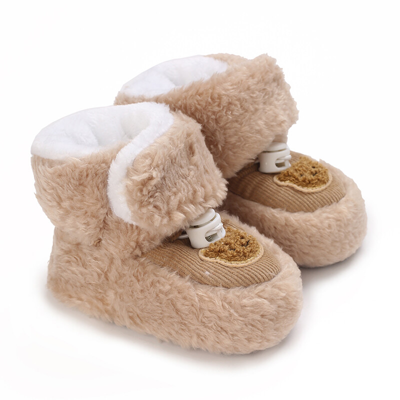 Trẻ sơ sinh mùa đông Giày gấu bé Velcro bông giày chống trượt vải duy nhất Giày trẻ em
