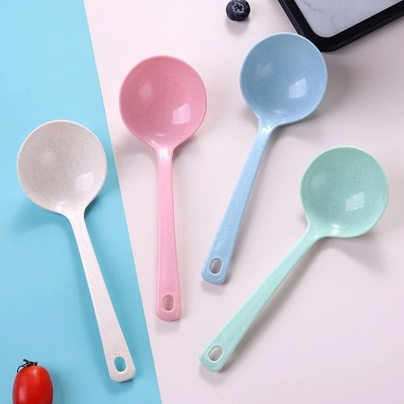 Candy Color Soup Spoon Wheat Stalk Spoon Kitchen Healthy Tableware Dining Table Spoon