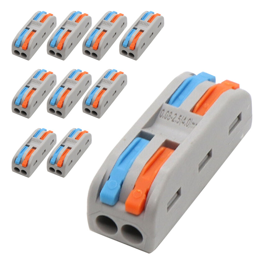 10 pcs pct2-2 color button connector 2 in 2 out terminal clip quick junction box
