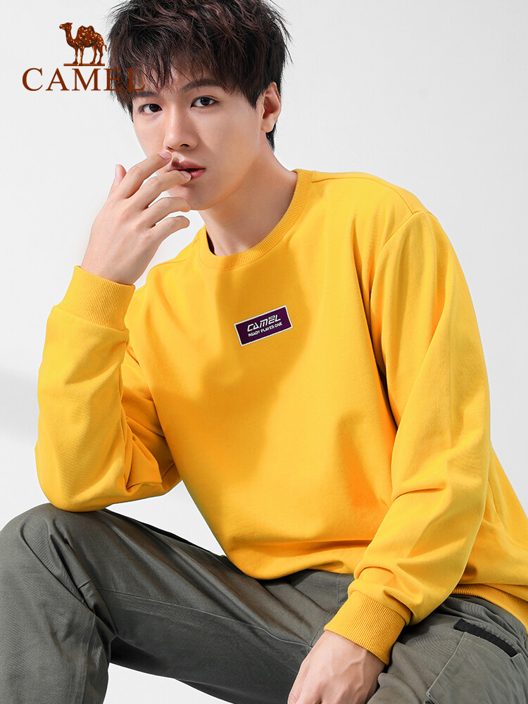 CAMEL Sports Plus Velvet Sweater Men Spring and Autumn Long-sleeve Loose Cotton Round Neck Sweater hoodie for male