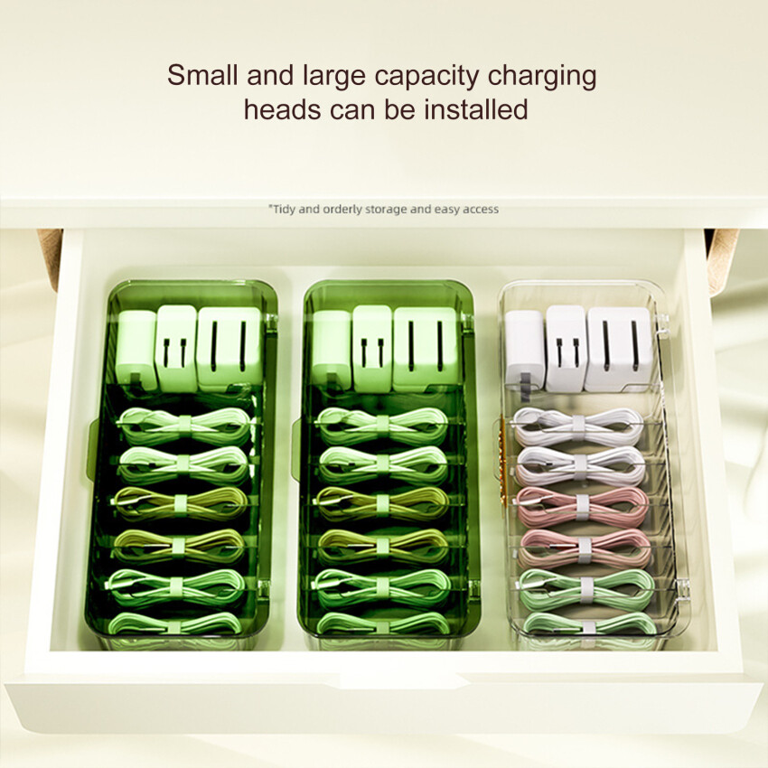 Cable Storage Box Transparent Plastic Data Line Storage Container For Desk Stationery Multifunctional Headset Data Charging Line