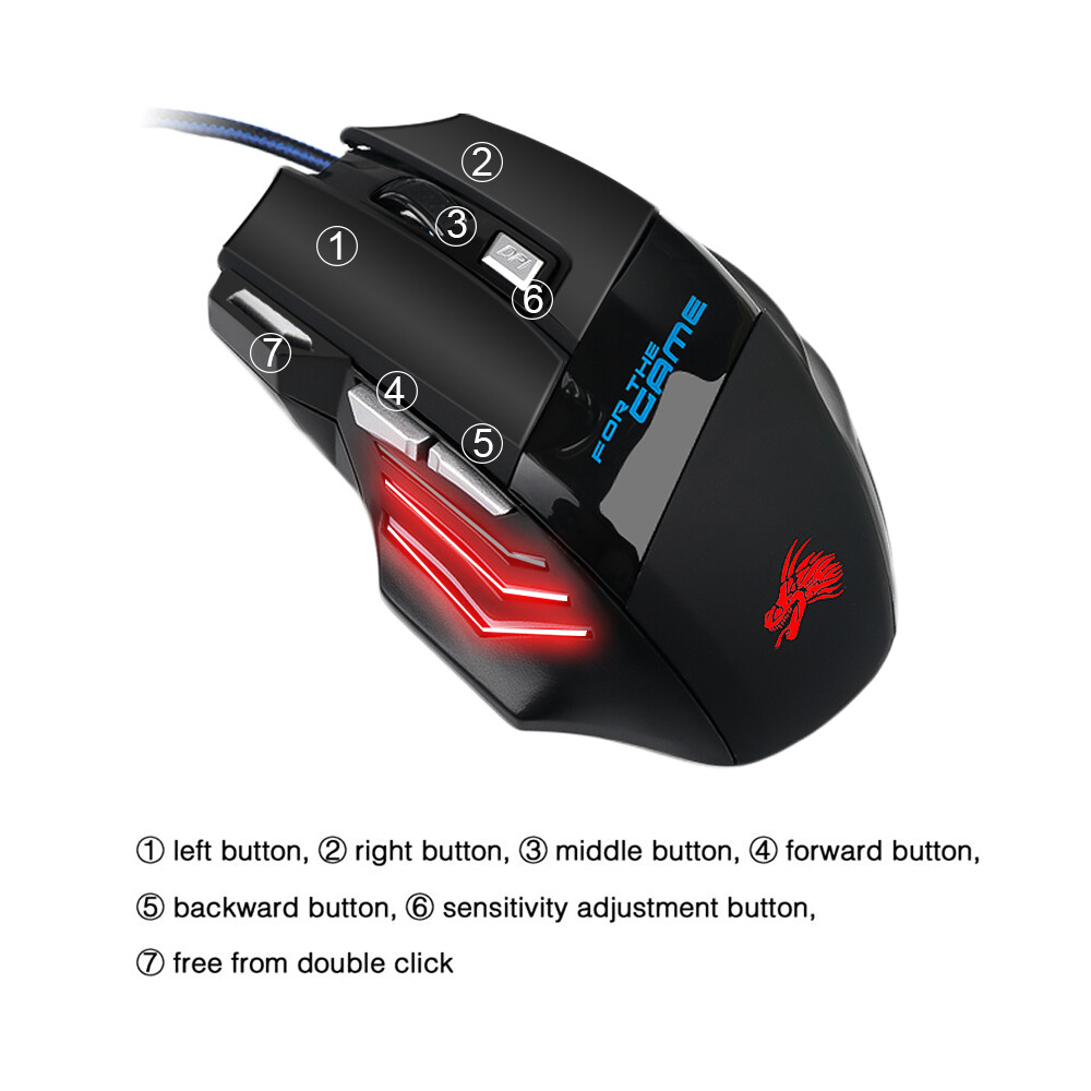 Kebidumei USB Wired Mouse 2400 DPI LED Colorful Computer Gaming Mouse Professional