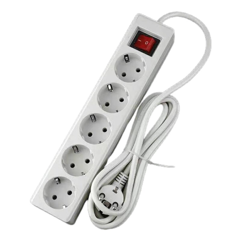 EU Standard German Type Extension Socket Power Strip 2 Pin Plug Multiple Hole Outlet Adapter With LED Indicator Switch