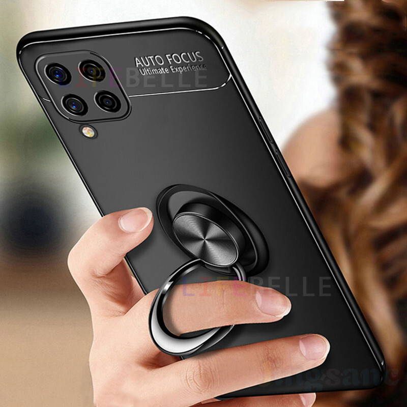 LIFEBELLE Casing for Samsung Galaxy A12 Case,360 Degree Rotating Metal Ring Stand Holder Phone Cases Soft TPU Silicone Shockproof Protection Casing Cover