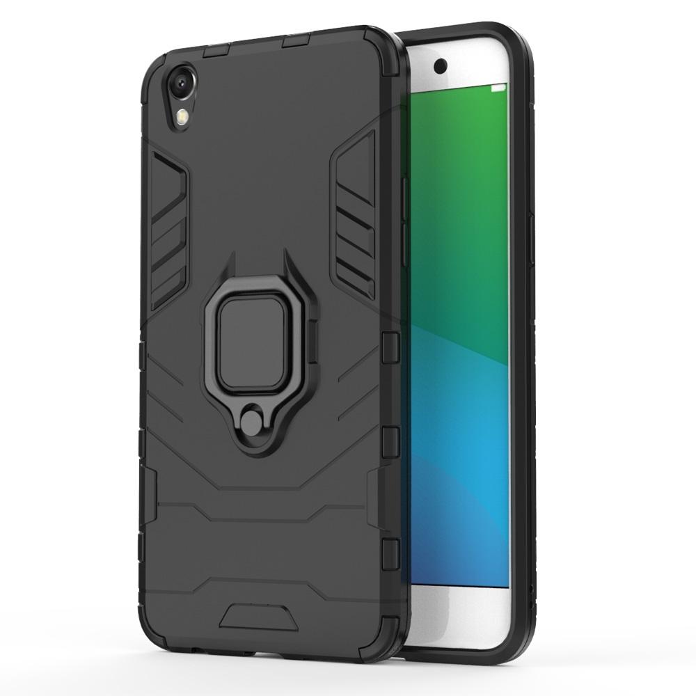 Pc + tpu shockproof protective case for oppo r9 plus, with magnetic ring holder