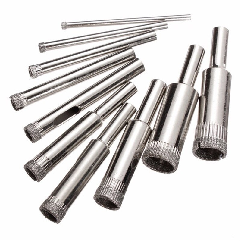 Daniu 10pcs Diamond Hole Saw Drill Bit Set Tile Ceramic Glass Porcelain Marble Hole Saw 3mm-13mm Steel Quality