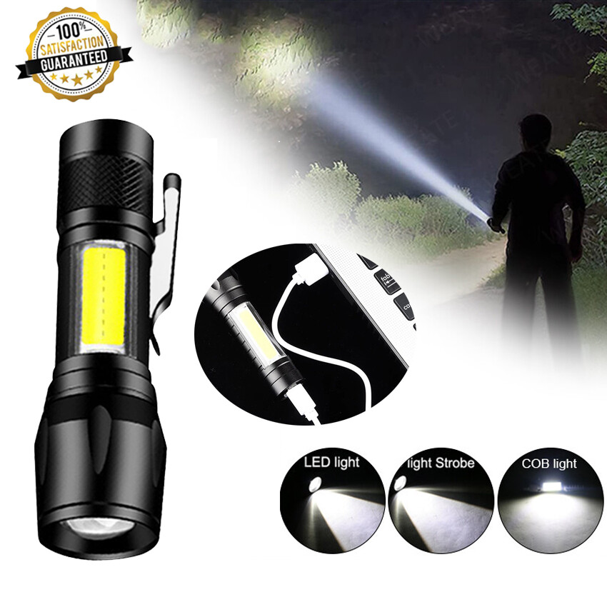 1PC High Power Rechargeable LED Flashlight Mini Zoom Torch Mini Torch LED Rechargeable Flashlight Portable USB Charging Flashlight