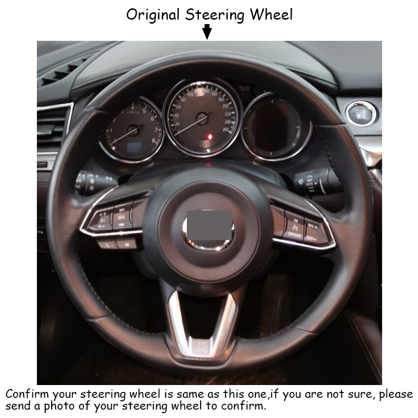 Cardak black artificial leather hand stitched car steering wheel cover for mazda cx 3 cx3 cx 5 cx5 2017 2018 car steering covers
