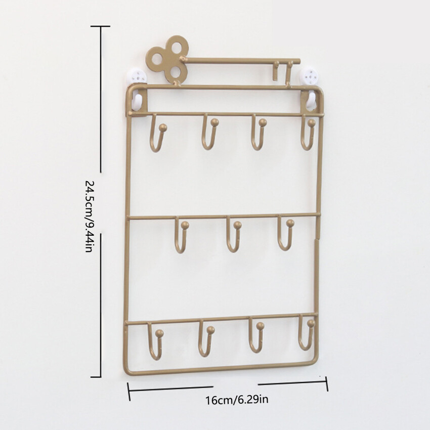 Modern Style Iron Wall Mounted 11 Hangers Hooks Key Holder Coat Hat Storage Rack Practical Cloth / Keys Hooks