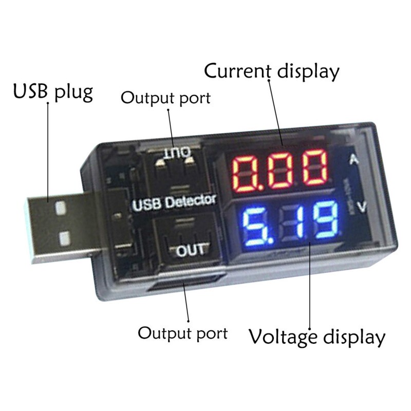 Máy Dò Điện Áp Và Dòng Điện USB Máy Đo Điện Áp USB Máy Đo Điện Áp Bảng Đôi Hiển Thị Màn Hình Điện Áp Pin