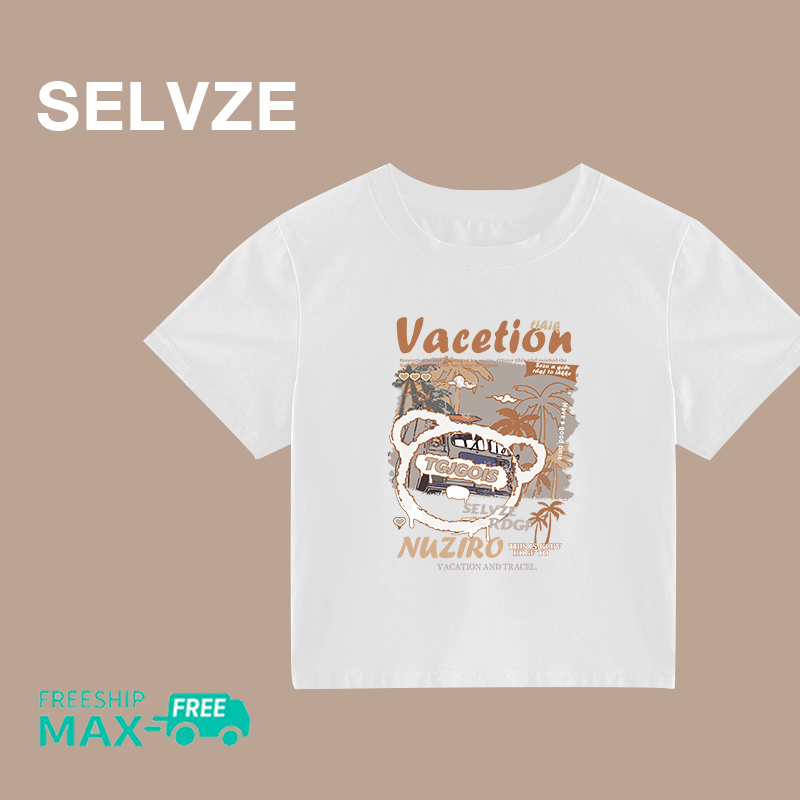 SELVZE The Korean Version of The Casual Cartoon Pattern of The Short T-shirt for Woman