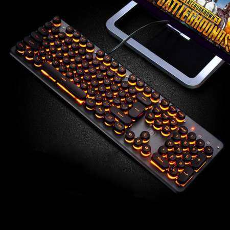Greatcase Xinmeng Mamba K100 คีย์บอร์ดเล่นเกม Steampunk Retro/Keycap USB สายเรืองแสงแผงโลหะคอมพิวเตอร์แล็ปท็อปแป้นพิมพ์ RU สติกเกอร์