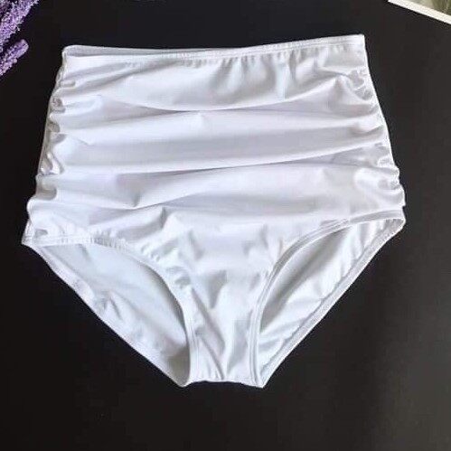 Quần bơi quần bikini lưng cao quần bơi lưng cao nhún trắng