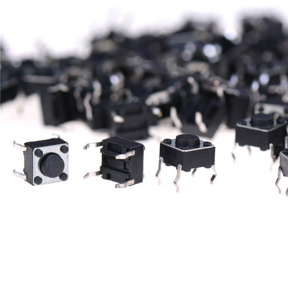 Aideepen 100 Cái Bảng Điều Khiển 6X6X5Mm Công Tắc Nút Ấn Chiến Thuật Xúc Giác Tạm Thời PCB