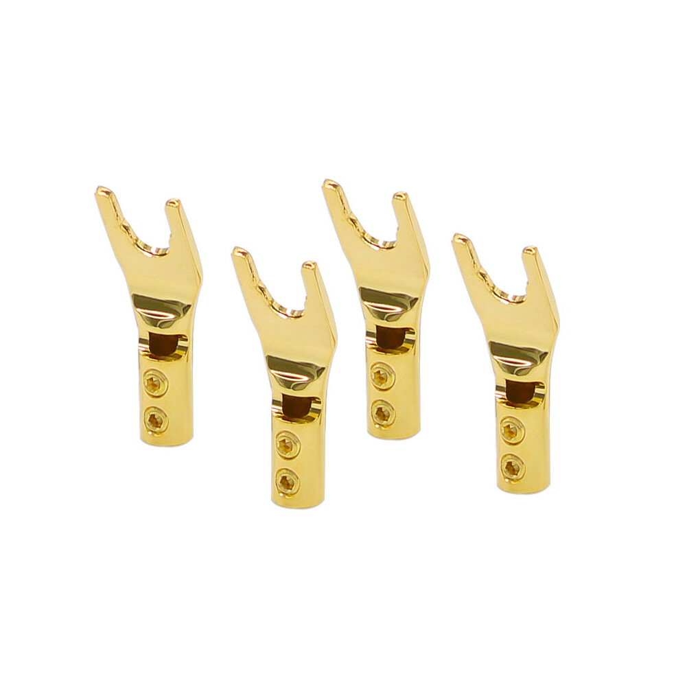 4Pcs Gold/Rhodium/Copper Plated Banana Plugs U/Y Type Solderless Banana Connector Speaker Wire Plug Connector With Double Screw Locks