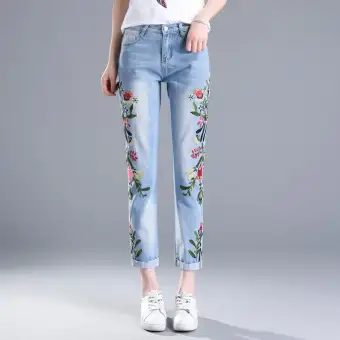 ladies embroidered jeans