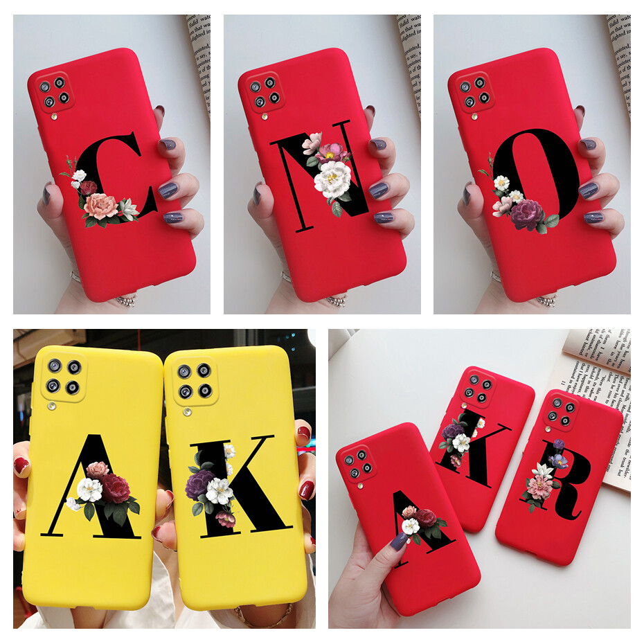 Flower letters case for samsung galaxy a22 lte / a22 5g / a22 4g / m22 / m22 lte / m32 silicone soft phone back cover