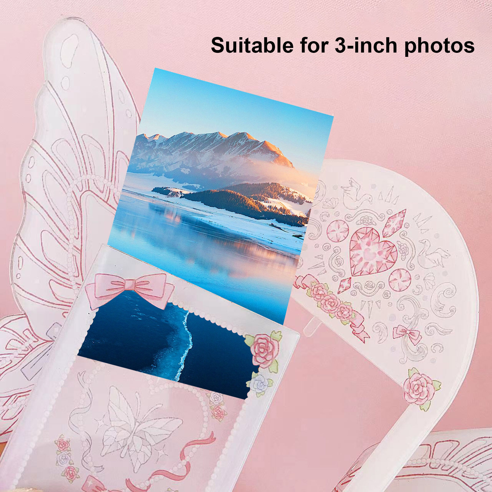 Cerdars double sides exquisite pattern bright color rotating creative photo frame butterfly display stand photo frame desktop decoration supplier photocard side stand up display