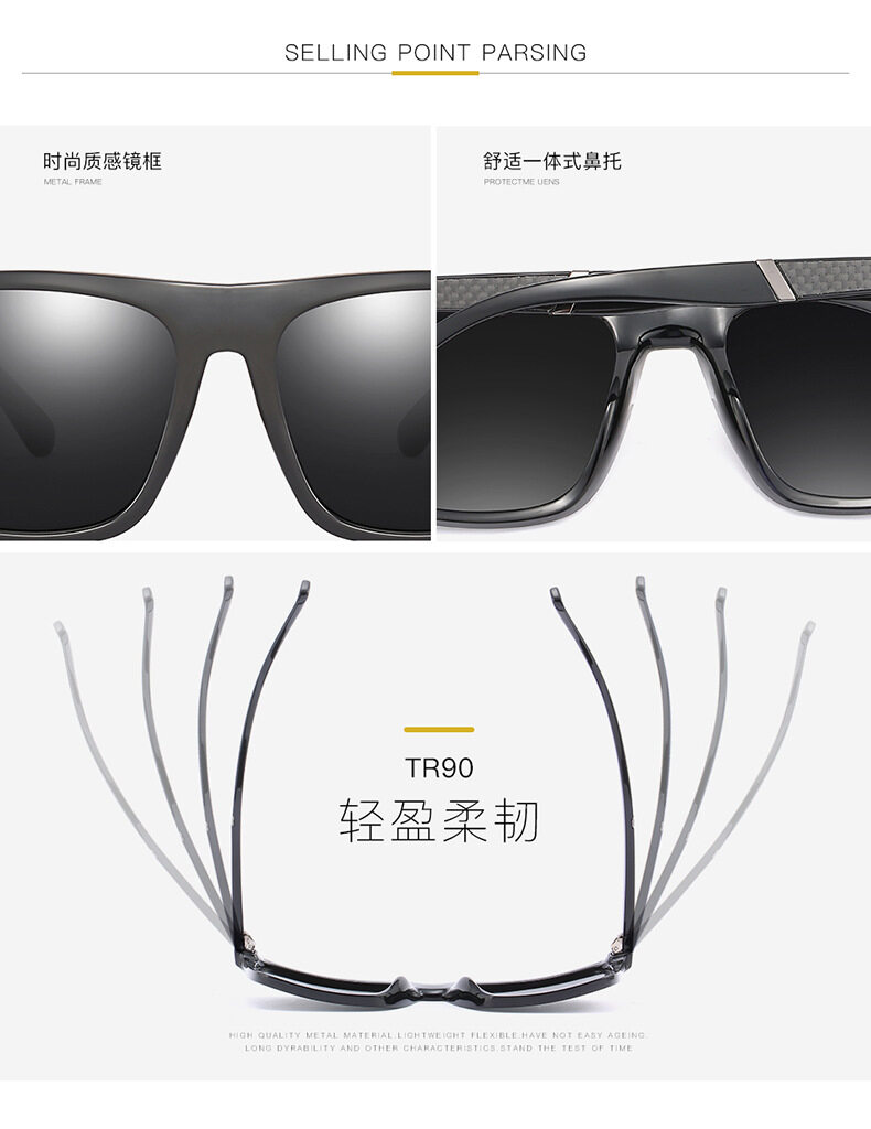 Men Sunglasses Thời Trang Mới Kính Râm Phân Cực TR90 Kính Râm Retro TAC Square Kính Râm UV400 Bảo Vệ Hàng Không Cho Nam Thể Thao Lái Xe Câu Cá