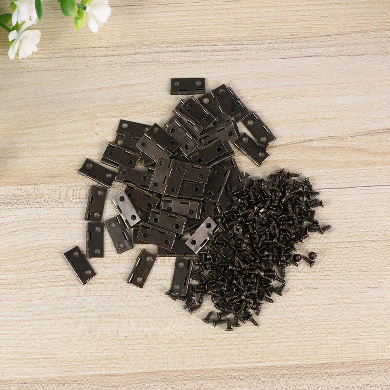 250pcs Metal Hinge with Screws Useful Small Self Closing Hinges Spring Hinge Automatic Hinges for Jewelry Box Wooden Box
