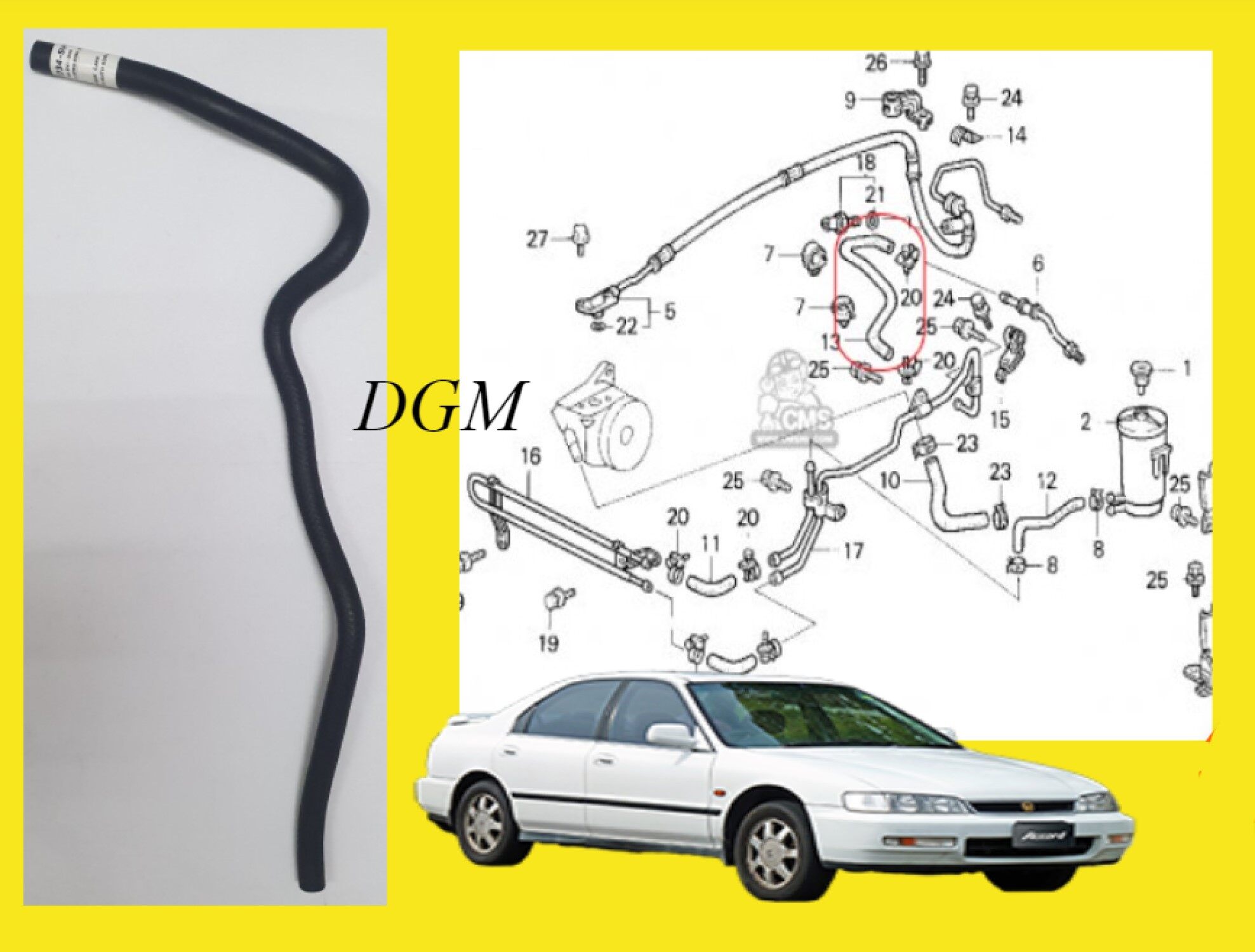 Honda Accord SV4 CD6 1994-1997Y Power Steering Return Hose (53734-SV4 ...